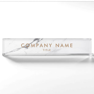 White Carrara Marble Classic Personalisiert Compan Namensplakette