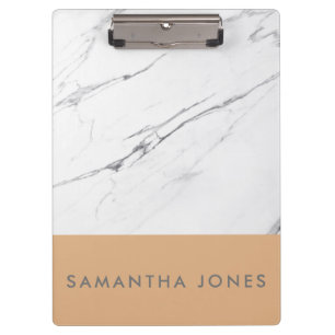 White Carrara Marble Gold Classic Moderne Klemmbrett