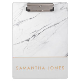 White Carrara Marble Gold Classic Moderne Klemmbrett