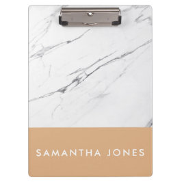 White Carrara Marble Gold Classic Moderne Klemmbrett