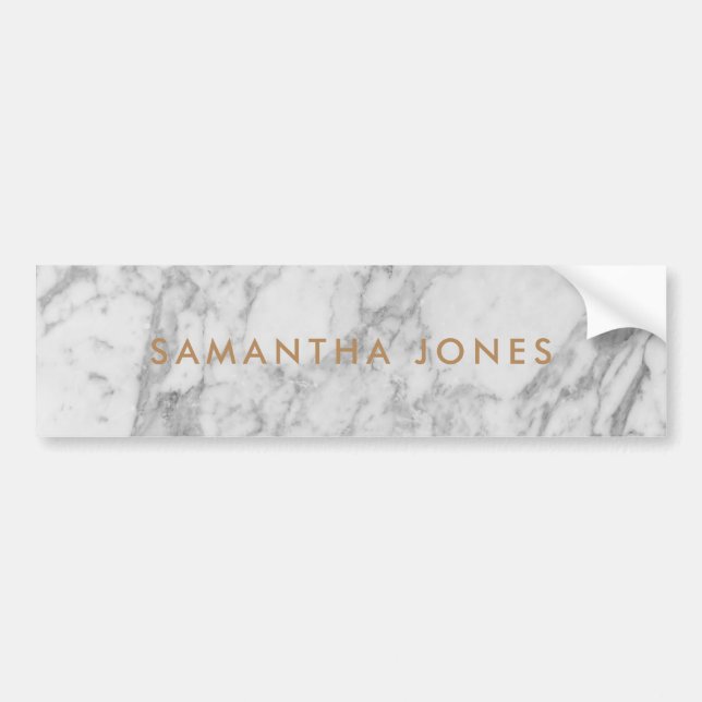 White Carrara Marble Gold Classic Personalisiert Autoaufkleber (Vorne)
