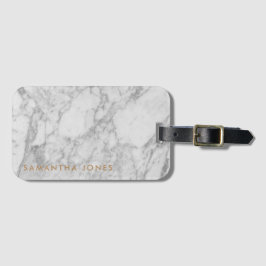 White Carrara Marble Gold Classic Personalisiert Gepäckanhänger