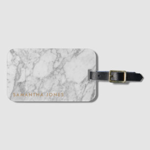 White Carrara Marble Gold Classic Personalisiert Gepäckanhänger