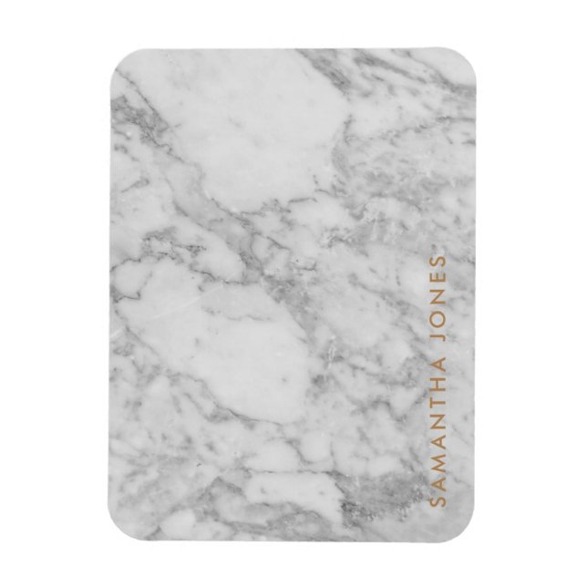 White Carrara Marble Gold Classic Personalisiert Magnet (Vertikal)
