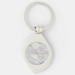 White Carrara Marble Gold Classic Personalisiert Schlüsselanhänger