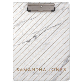 White Carrara Marmor Gold Streifen Classic Moderne Klemmbrett