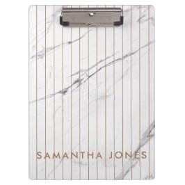White Carrara Marmor Gold Streifen Classic Moderne Klemmbrett