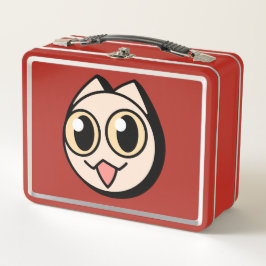 White Cartoon Cat Metall Brotdose