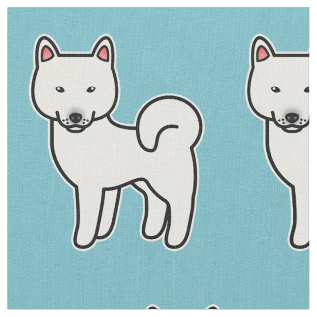 White Cartoon Shiba Inu Pattern Stoff (Nahaufnahme)