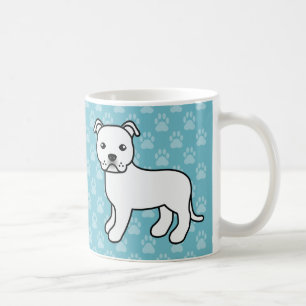 White Cartoon Staffordshire Bull Terrier Kaffeetasse