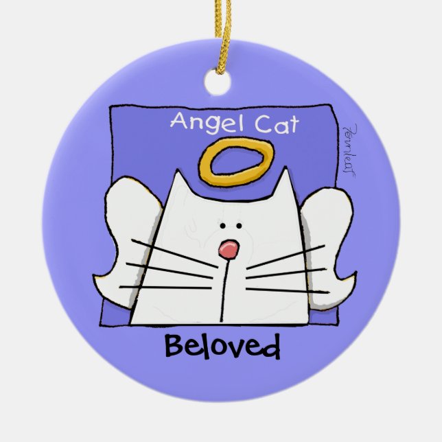 White Cat Angel personalize Keramikornament (Vorne)