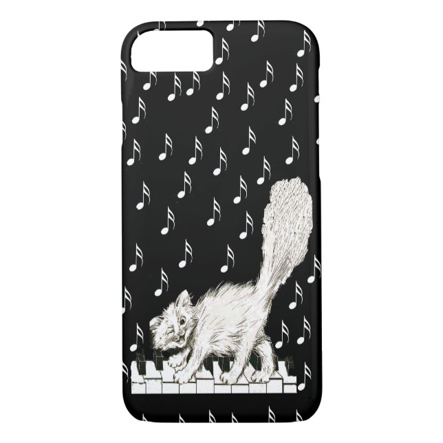 White Cat auf Piano Keys Musiknoten Case-Mate iPhone Hülle (Rückseite)