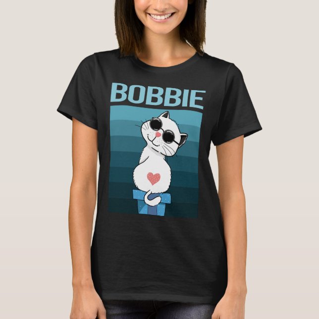 White Cat - Bobbie Name T-Shirt (Vorderseite)
