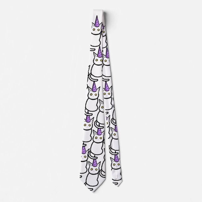 White Cat Celebration Tie Krawatte (Vorderseite)