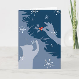 White Cat & Holly, Mitternacht, Ferien-/Weihnachts Karte