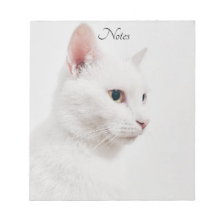 White Cat Kitty Notepad Notizblock