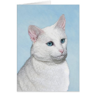 White Cat Malerei - Niedliche Original Cat Art