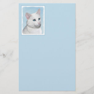 White Cat Malerei - Niedliche Original Cat Art Briefpapier
