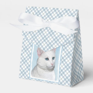 White Cat Malerei - Niedliche Original Cat Art Geschenkschachtel