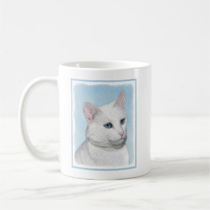 White Cat Malerei - Niedliche Original Cat Art Kaffeetasse