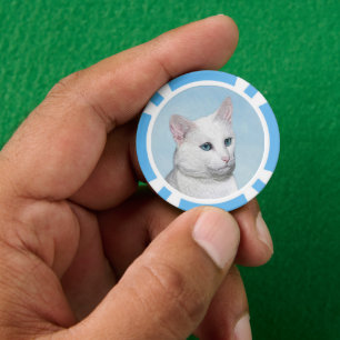 White Cat Malerei - Niedliche Original Cat Art Pokerchips