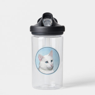 White Cat Malerei - Niedliche Original Cat Art Trinkflasche