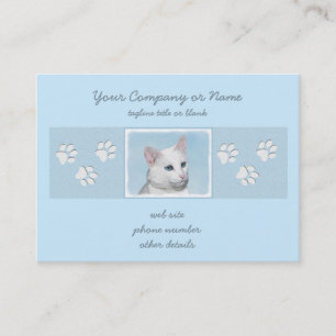 White Cat Malerei - Niedliche Original Cat Art Visitenkarte