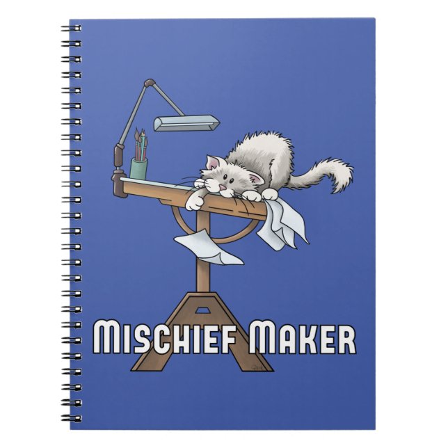 White Cat Mischief Maker Notebook Notizblock (Vorderseite)