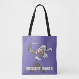 White Cat Mischief Maker Tote Bag Tasche