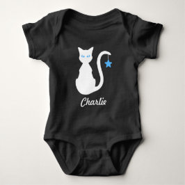 White Cat Name Baby Bodysuit Strampler