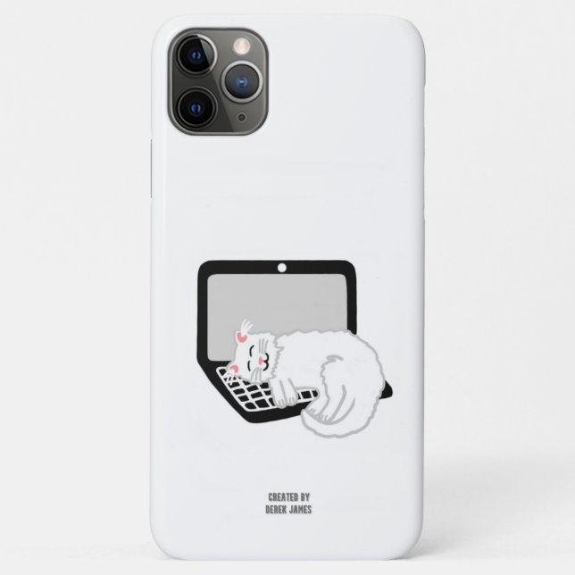 White Cat Schlafen auf Laptop iPhone 11 Pro Max Case-Mate iPhone Hülle (Rückseite)