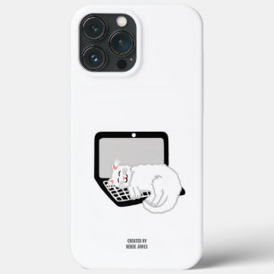 White Cat Schlafen auf Laptop iPhone 13 Pro Max Case-Mate iPhone Hülle