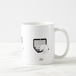 White Cat Schlafen auf Laptop-Tasse Kaffeetasse