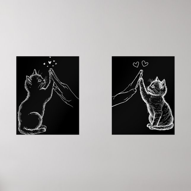 White Cat Silhouette 2-Piece Wall Art Set (Vorderseite)