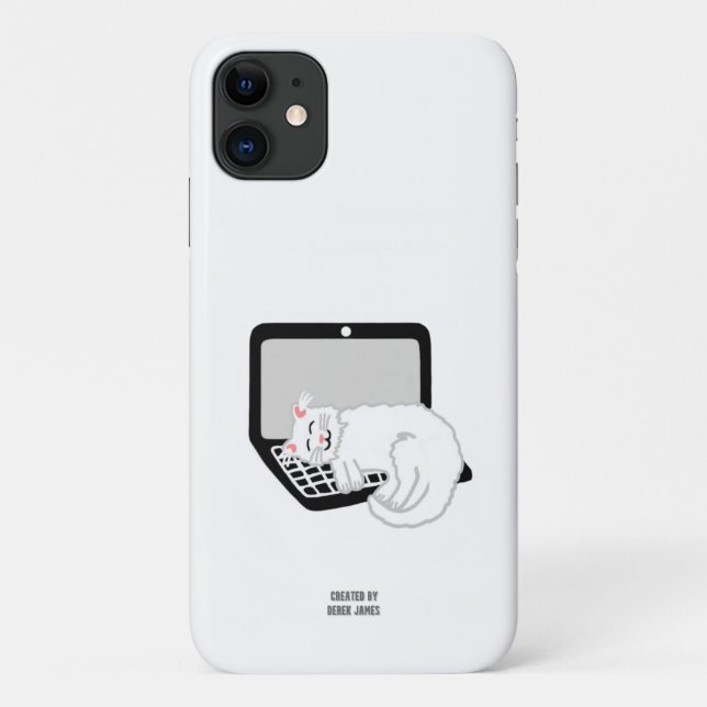 White Cat Sleeping on Laptop Apple iPhone 11 Fall Case-Mate iPhone Hülle (Rückseite)