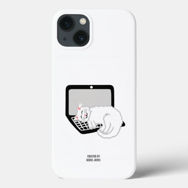 White Cat Sleeping on Laptop Apple iPhone 13 Fall Case-Mate iPhone Hülle (Rückseite)