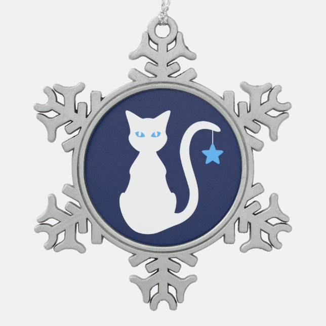 White Cat Snowflake Ornament (Vorderseite)