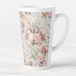 White Cats Pink Roses Floral Milchtasse
