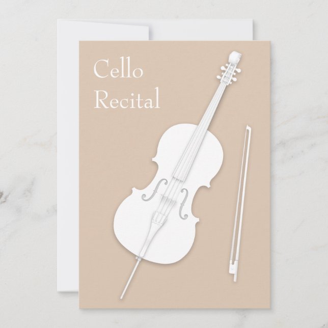White Cello & Bow Music Erwägungsgrund Konzert Bei Einladung (Vorderseite)