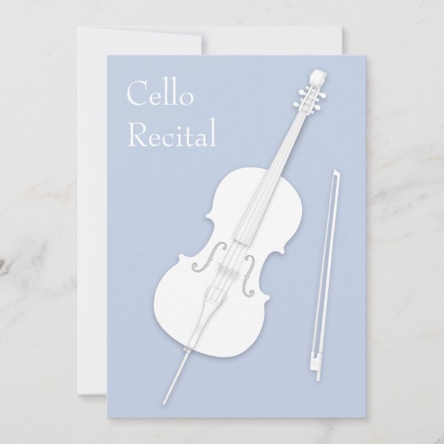 White Cello & Bow Music Erwägungsgrund Konzert Bla Einladung (Vorderseite)