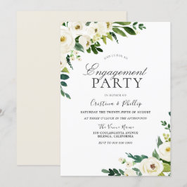 White Champagne Blume Elegante Engagement Party Einladung