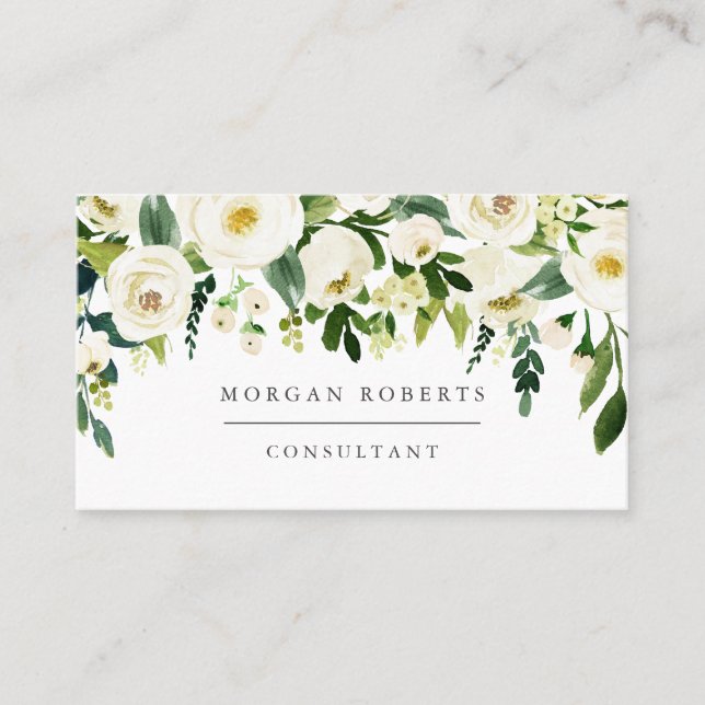 White Champagne Blume Florist Beauty Profession Visitenkarte (Vorderseite)