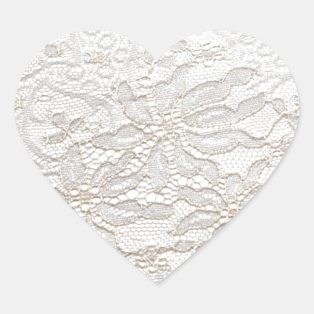 White Chantilly Lace Herz-Aufkleber (Vorderseite)