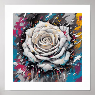White Chaos-Rose Poster