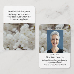 White Cheroms Memorial Pocket Keepake Visitenkarte