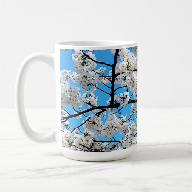 White Cherry Blossom Flower Mug (Gauche)