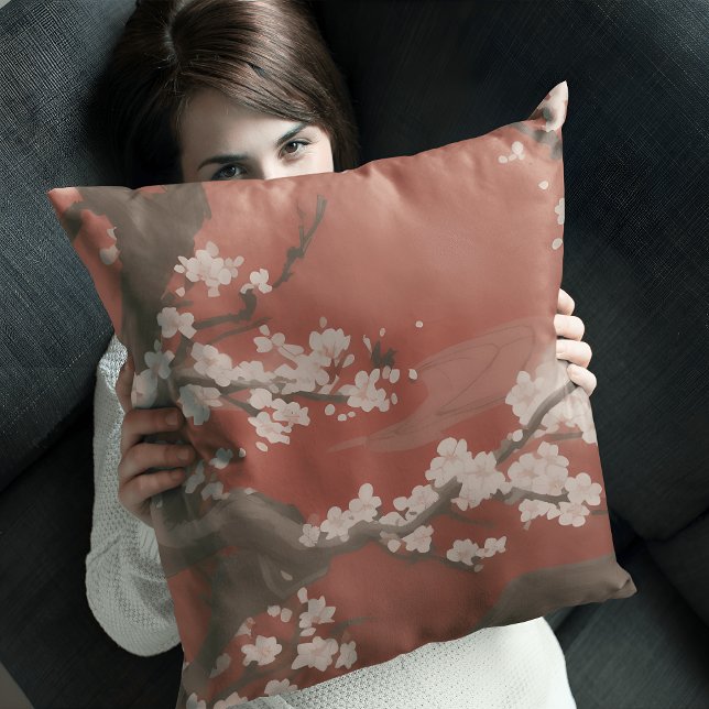 White Cherry Blossom im japanischen Kunststil Kissen (Von Creator hochgeladen)