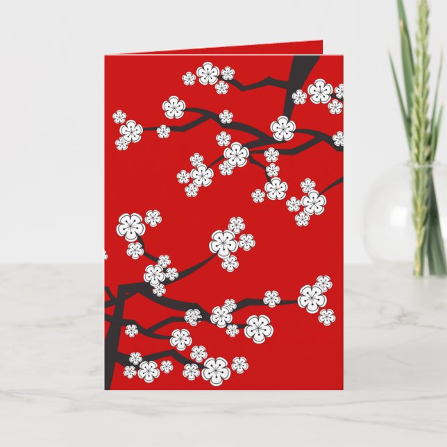 White Cherry Blossoms Sakura Spring Flowers Branch Karte (Vorderseite)
