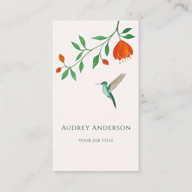 White-chested Emerald Hummingbird Business Card Visitenkarte (Vorderseite)