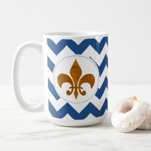 White Chevrons Gold Lilie Tasse